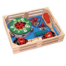 Instrumento de brinquedo de madeira ajustado em uma caixa